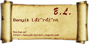 Benyik Lóránt névjegykártya