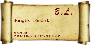 Benyik Lóránt névjegykártya