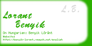lorant benyik business card